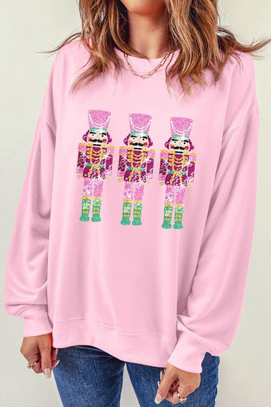 Weihnachtssweatshirt Lässig Glitzer Rundhals