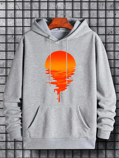 Herren Pullover Kapuze Sonnenuntergang Motiv