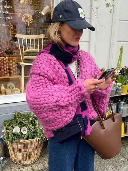 Gemütlicher Strickcardigan Einfarbig Lässig