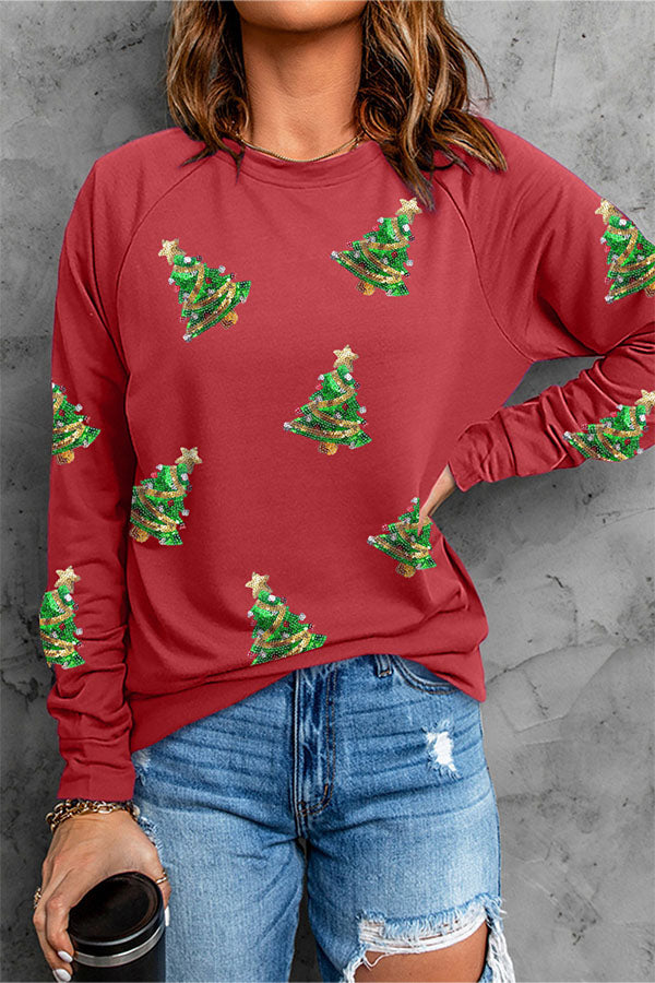 Weihnachtspullover Glitzer Pailletten Design