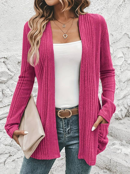 Damenschal Cardigan Offen Vorne 2 Taschen