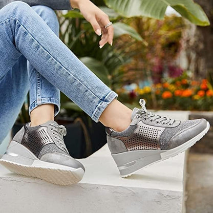 Stilvolle Damen turnschuhe mit hohem Keilabsatz