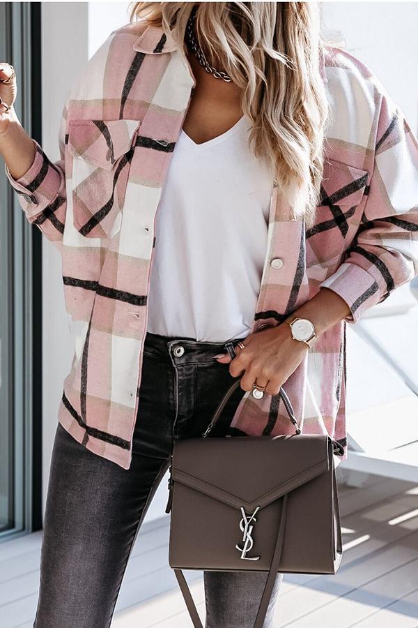 Bequeme Plaidjacke Mit Taschen Relaxed Fit