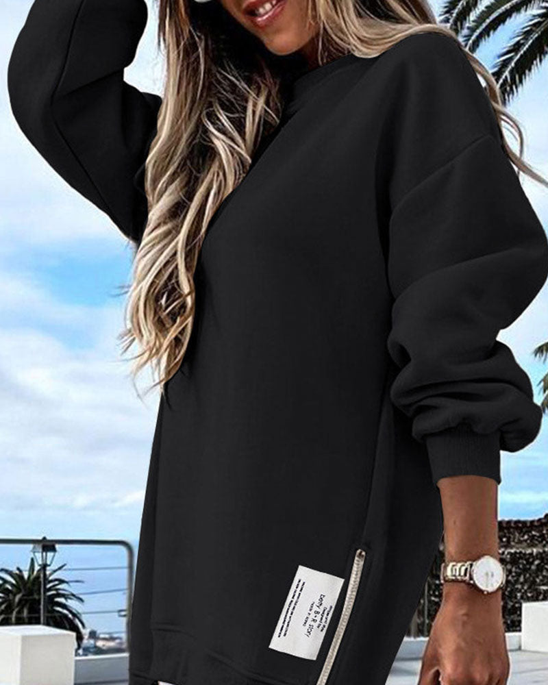 Kuschelkleid Sweatshirt Langärmlig Reißverschluss Trendy
