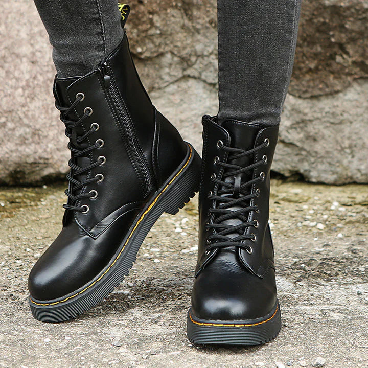 Bequeme Stiefel Damen Schnürsenkel Reißverschluss