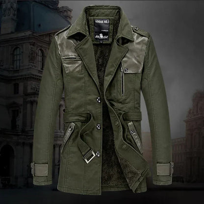 Herren Trenchcoat Lang Elegant mit Gürtel