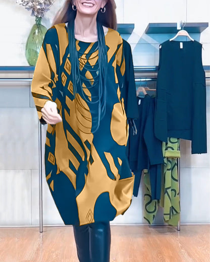 Frauenkleid Rundhals mit Aufdruck