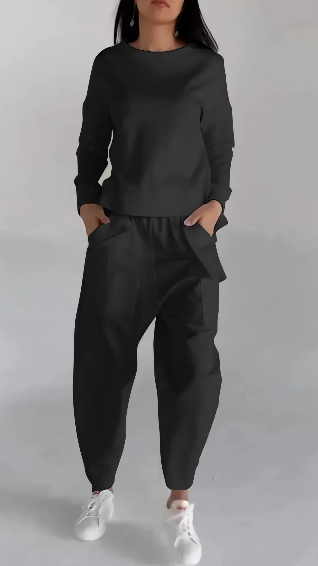 Kaschmir Zweiteiler Damen Elegant Rundhals