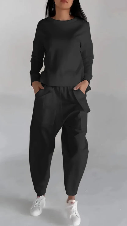 Kaschmir Zweiteiler Damen Elegant Rundhals