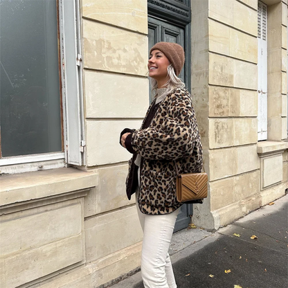 Leopardenjacke Damen Elegant Kurz