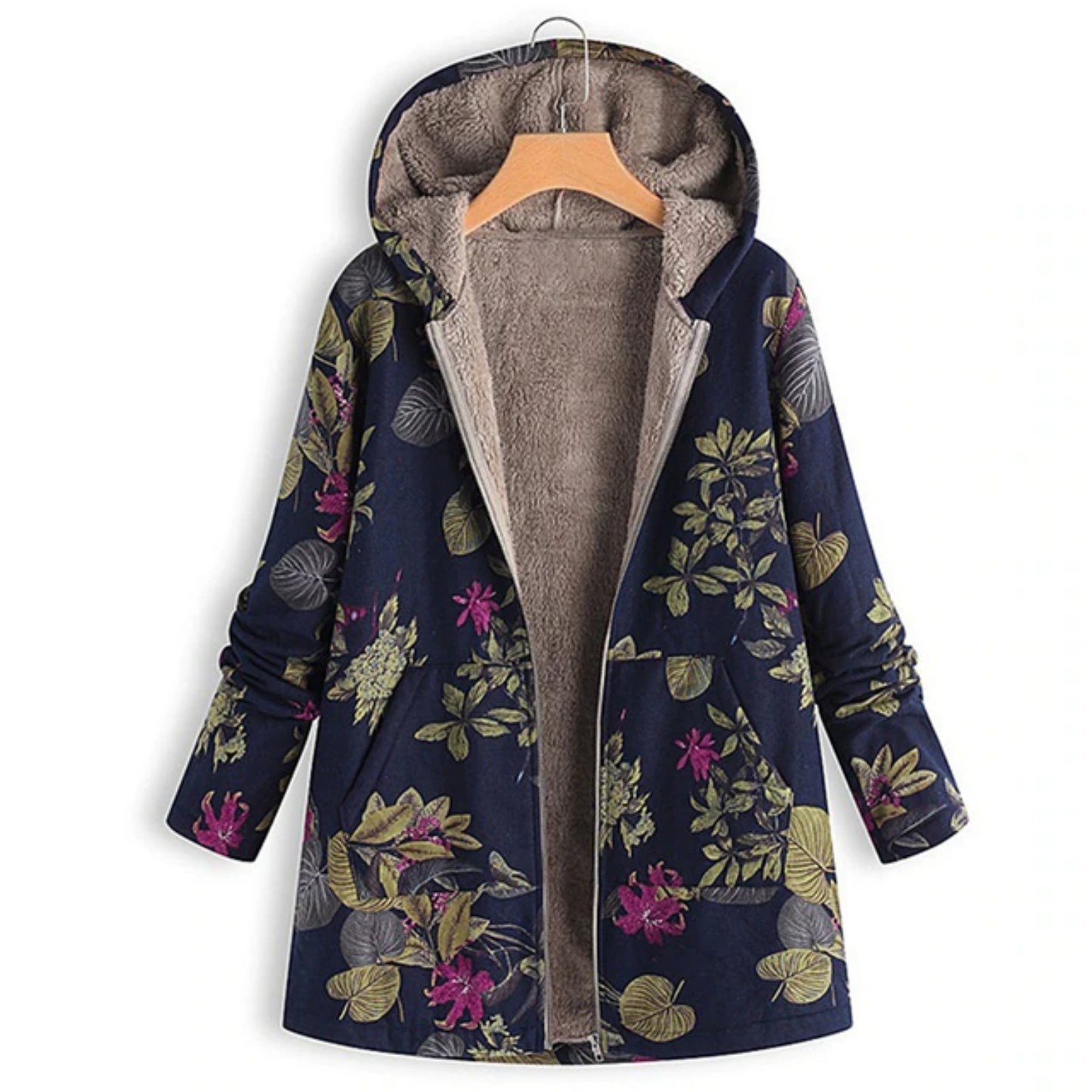 Stilvolle Damenjacke Blumenmuster Warm