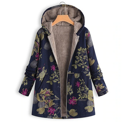 Stilvolle Damenjacke Blumenmuster Warm