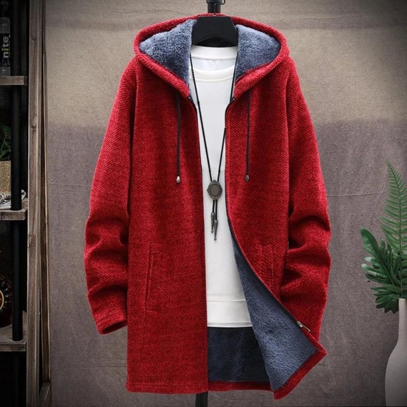 Warme Winterjacke mit Kapuze und Reißverschluss