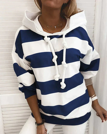 Frauen Hoodie Herbst Gestreift Modern