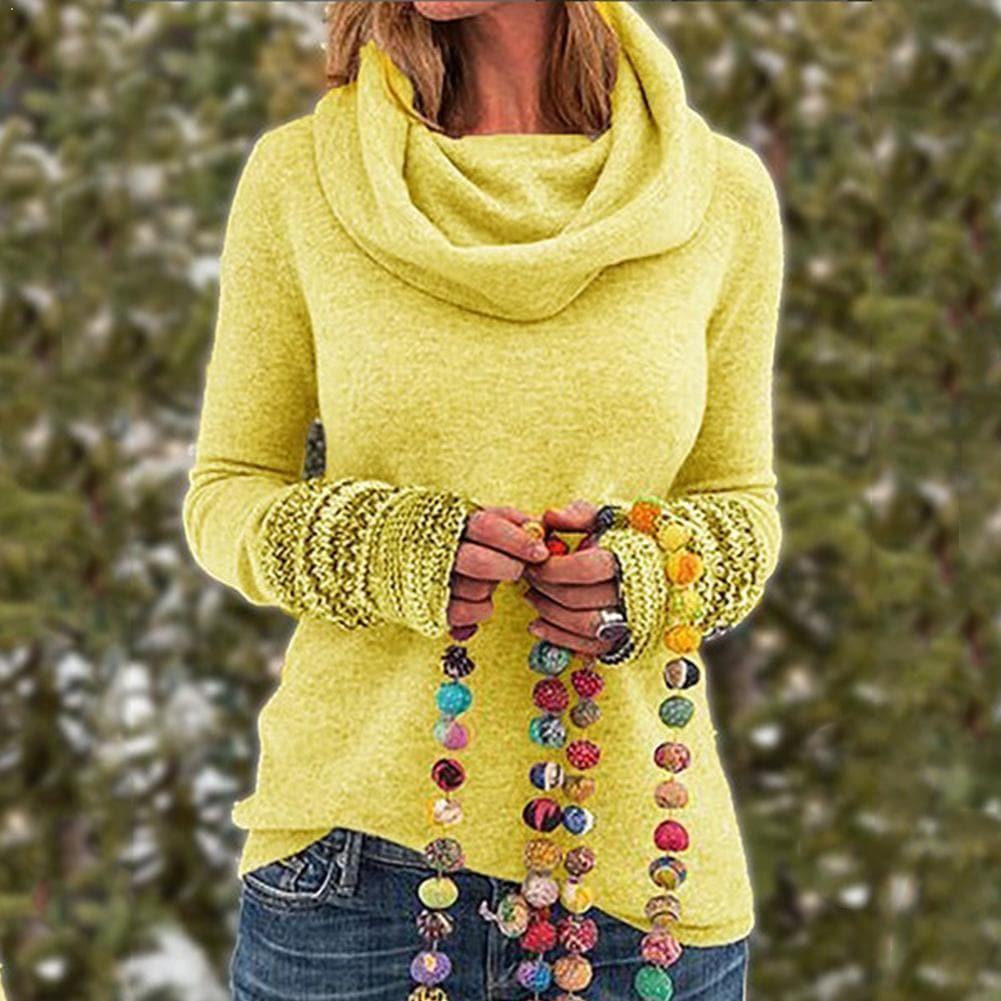 Warme Pullover Damen Oversized Cowl Neck Sweatshirt
