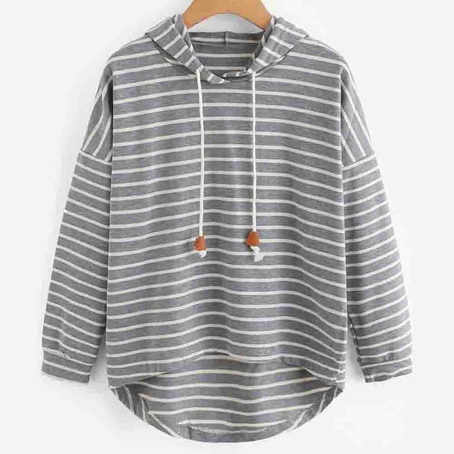 Kapuzenpullover Streifenmuster Bequem Locker