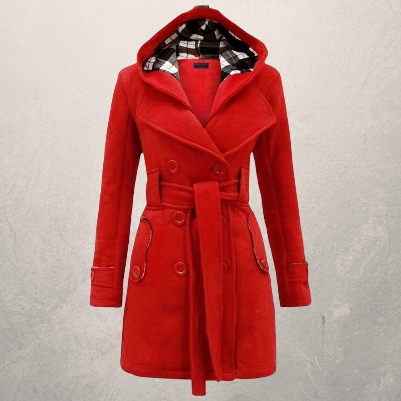 Klassischer Trenchcoat Zweireihig mit Kapuze