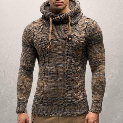 Wollpullover Kapuze Slim Fit Moderne Passform