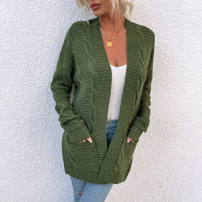 Kuschelige Cardigan Damen Strickjacke mit Taschen