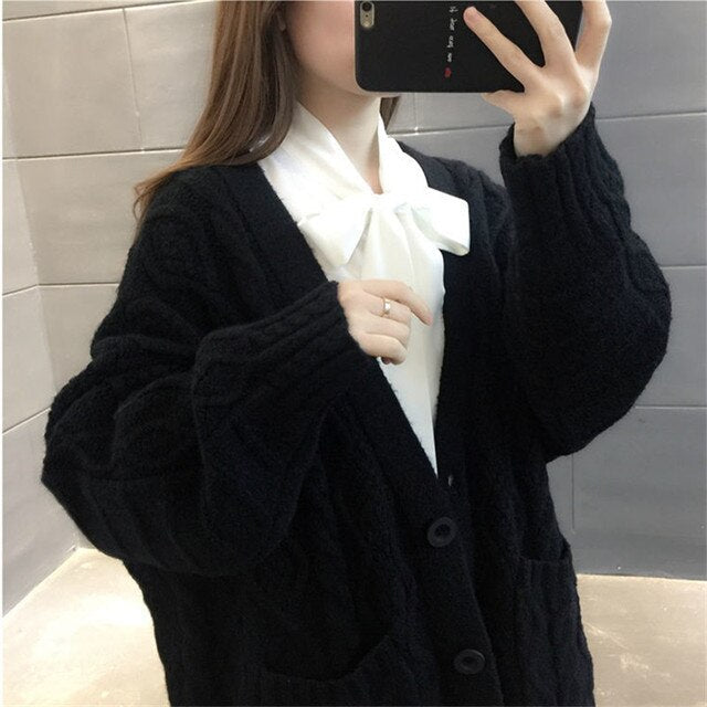 Strickjacke Lang Damen Warm Dick - IdealeKleiden