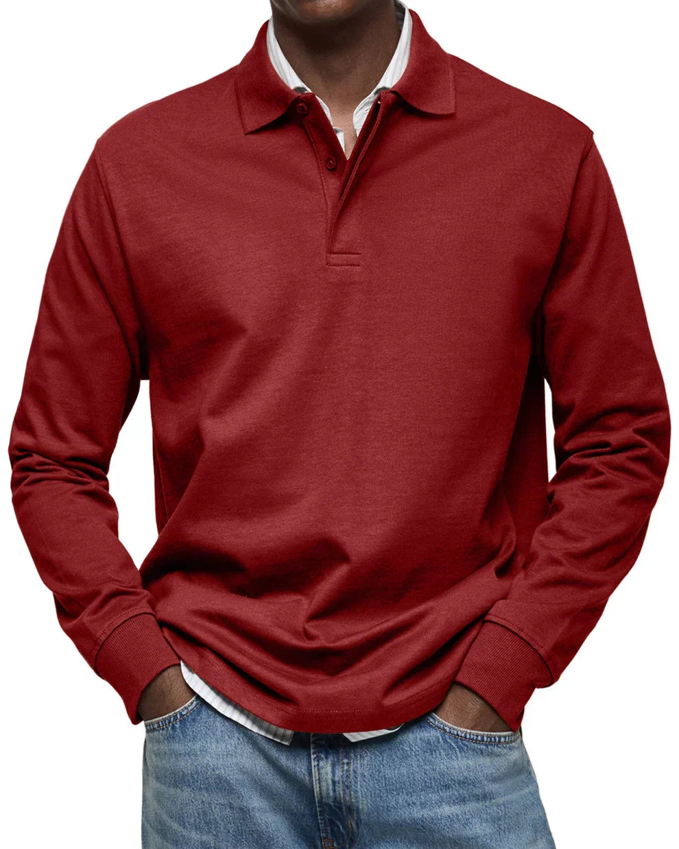 Elegantes Langarm-Poloshirt Herren klassisch