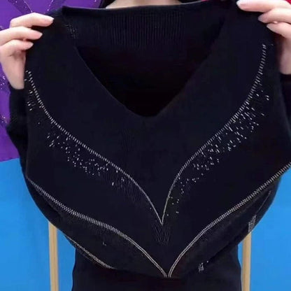 Elegante V-Ausschnitt Pullover Damen Warm Winterstil