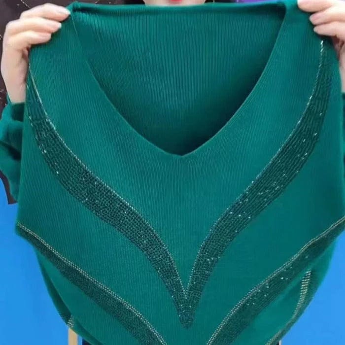 Elegante V-Ausschnitt Pullover Damen Warm Winterstil