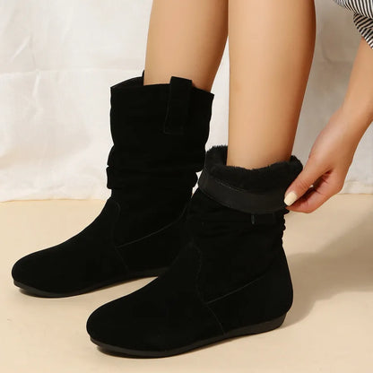 Warmes Winterstiefel Runde Zehen Plattform - IdealeKleiden