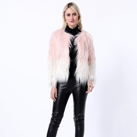 Damen Kunstpelz-Bollerjacke Hochgeschlossen Elegant - IdealeKleiden
