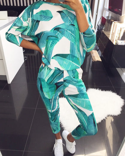 Damen Freizeitanzug Blumenmuster Praktisch