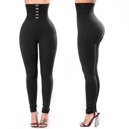 Damen Hochtaillierte Leggings mit Knöpfen Modisch Elegant