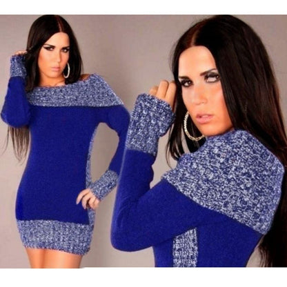 Frauen Strickkleid Elegent Off-Shoulder Chic