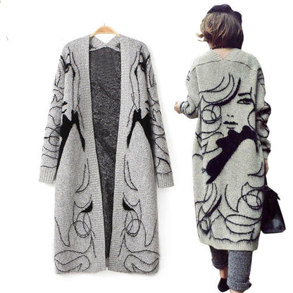 Damen Strickmantel Modern Offen V-Ausschnitt