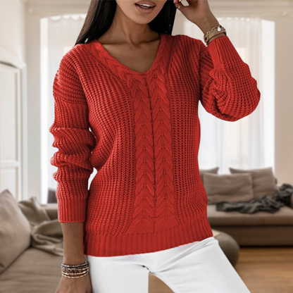 Stilvoller Strickpullover V-Ausschnitt Damen