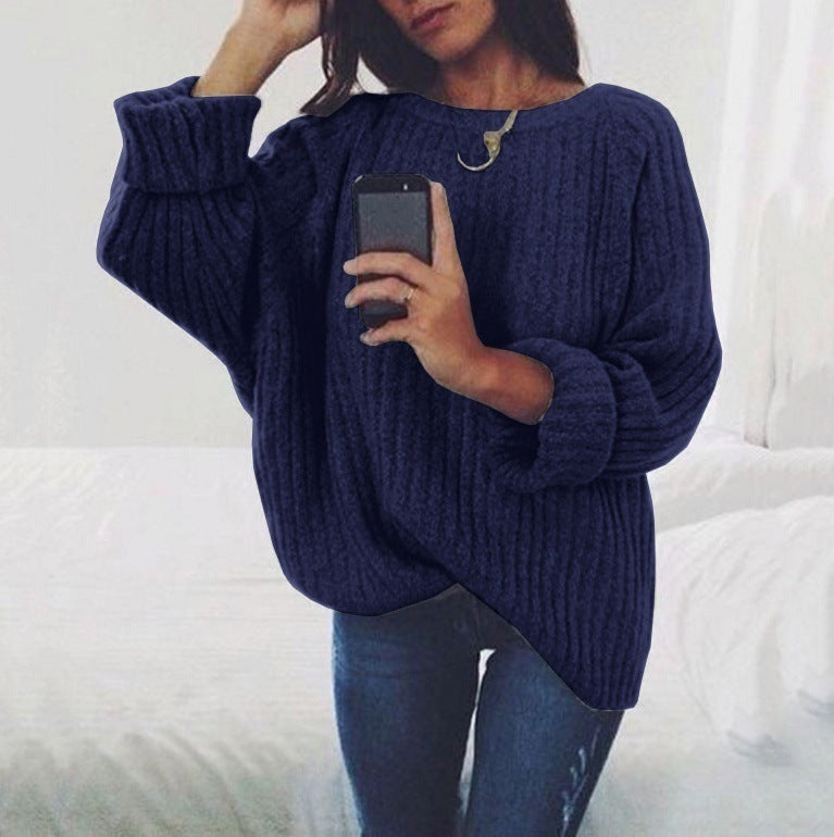 Damen Pullover Grobstrick Weite Passform