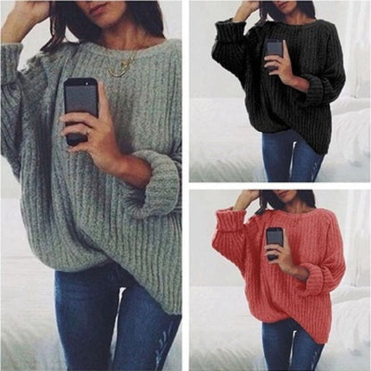 Damen Pullover Grobstrick Weite Passform - IdealeKleiden