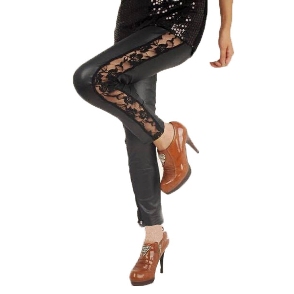 Damen Leggings Elegant Spitze Blumenmuster