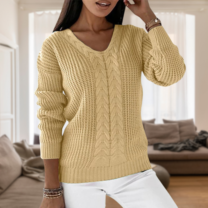 Stilvoller Strickpullover V-Ausschnitt Damen