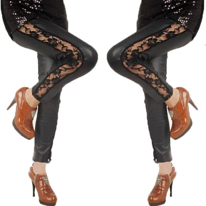 Damen Leggings Elegant Spitze Blumenmuster - IdealeKleiden
