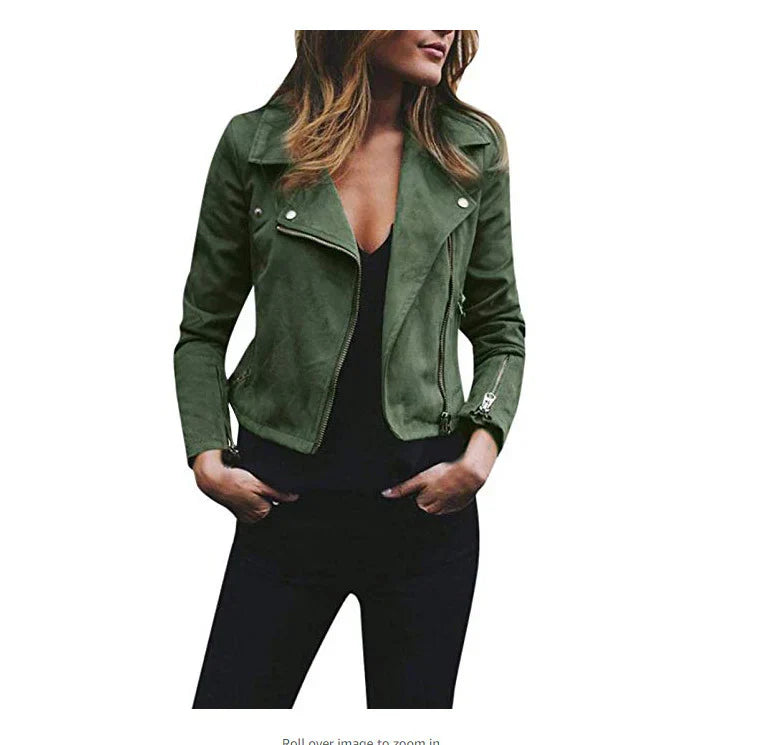 Damen Kurzjacke Reißverschluss Langärmlig