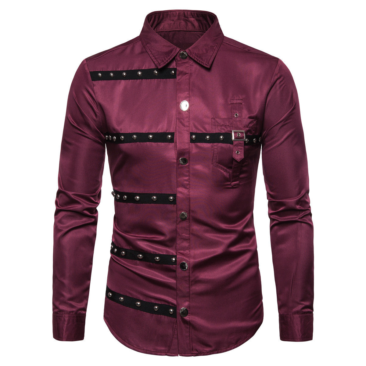 Herren Hemd Modern Nieten Detail Design - IdealeKleiden
