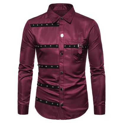 Herren Hemd Modern Nieten Detail Design - IdealeKleiden
