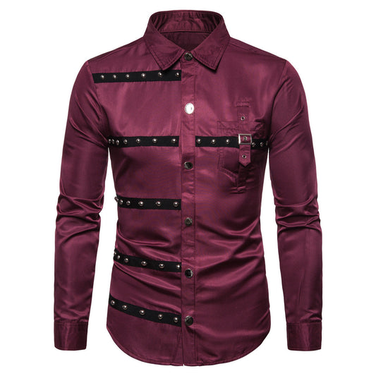 Herren Hemd Modern Nieten Detail Design - IdealeKleiden