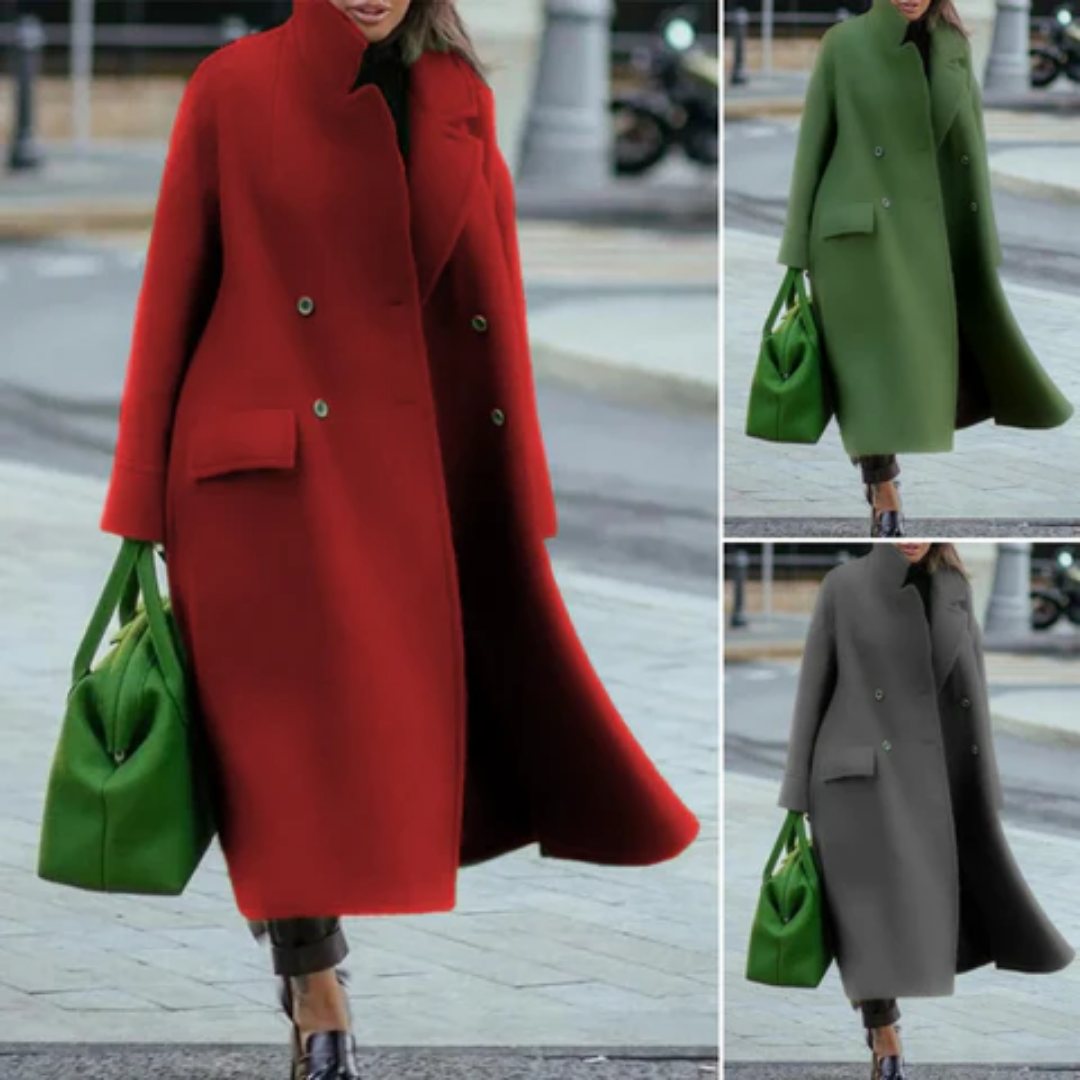 Damen Wickelmantel Lang Warm Elegant