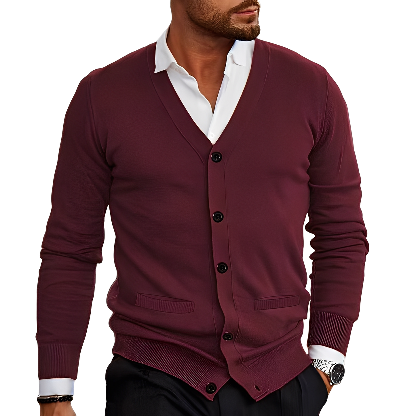Bequemer Herren Cardigan Elegant Schwarz