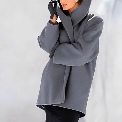Eleganter Damen Wollmantel Weit Geschnitten