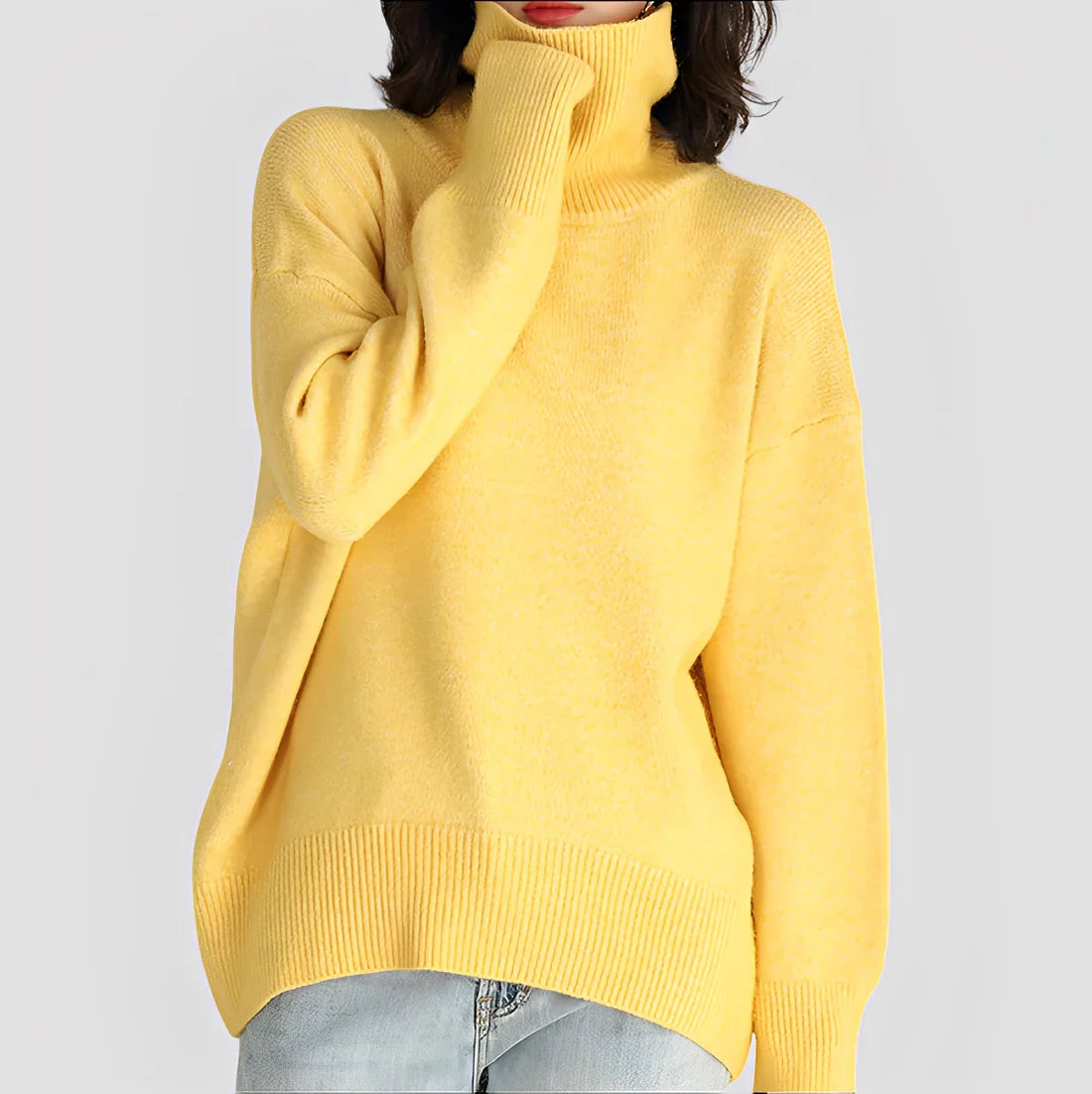 Großer Damen Rollkragen Pullover Einfach Elegant