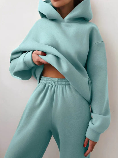 Damen Jogginganzug Kapuze Soft Pastell