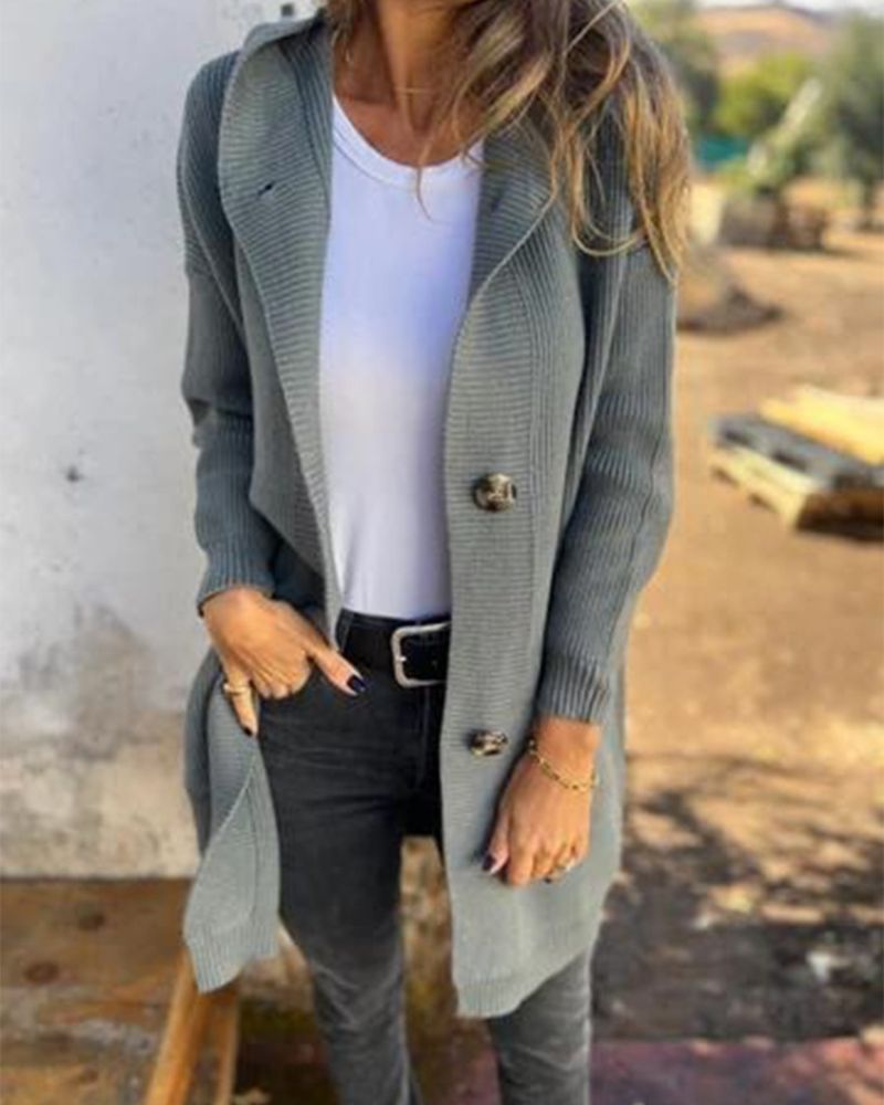 Kapuzenstrickjacke Mit Taschen Damen