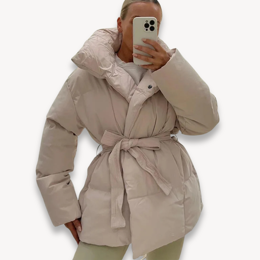 Stylische Winterjacke Damen Gurtel Waistcoat